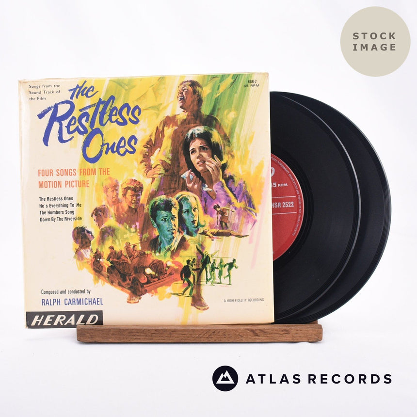 Ralph Carmichael The Restless Ones 2 x 7" Vinyl Record - Sleeve & Record Side-By-Side