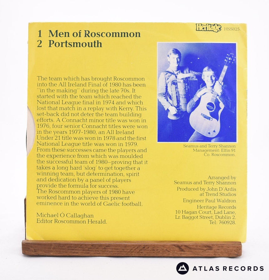 Seamus Shannon - Men Of Roscommon - 7" Vinyl Record - VG+/VG+