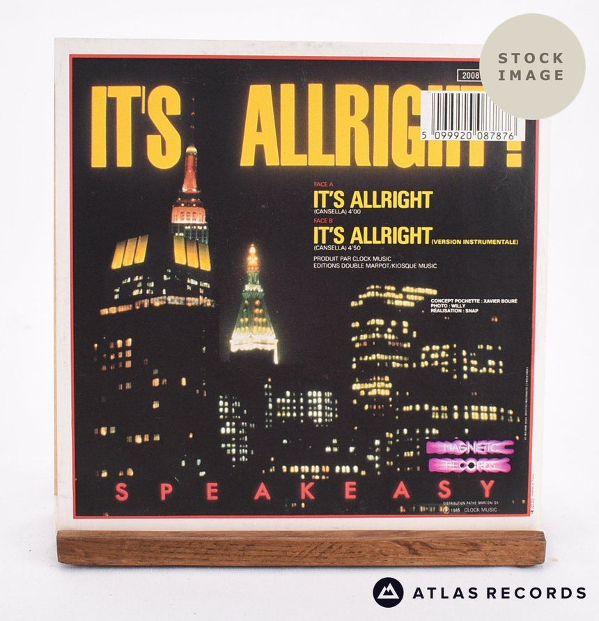 Speakeasy It's All Right Vinyl Record - Reverse Of Sleeve