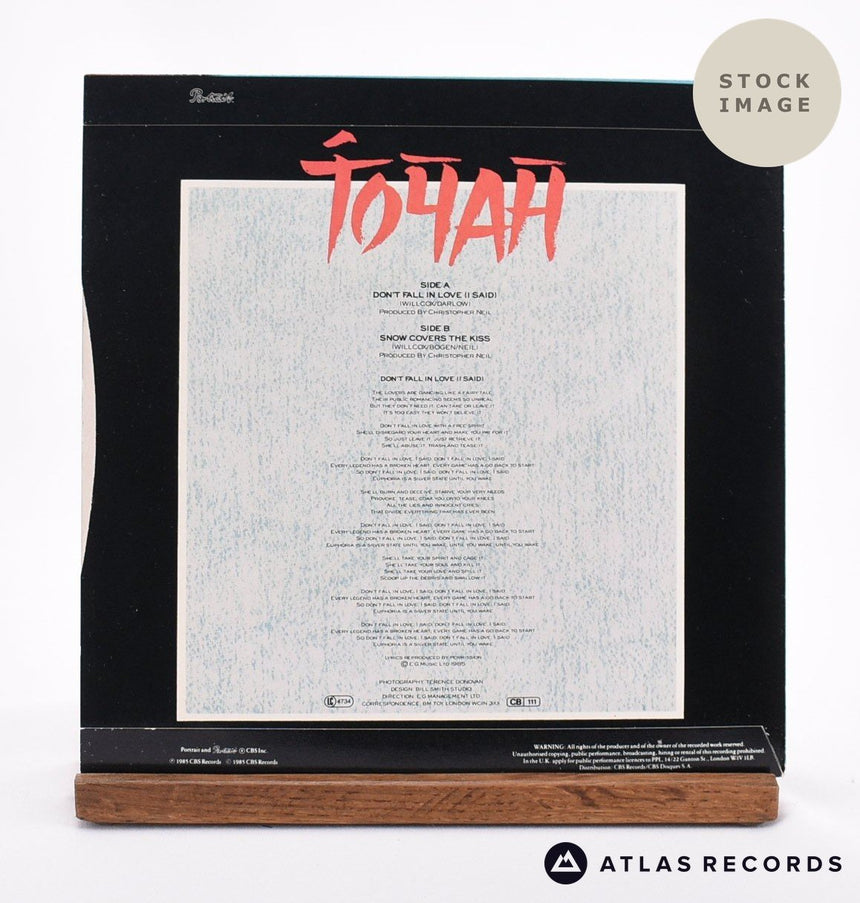 Toyah Don't Fall In Love 7" Vinyl Record - Reverse Of Sleeve