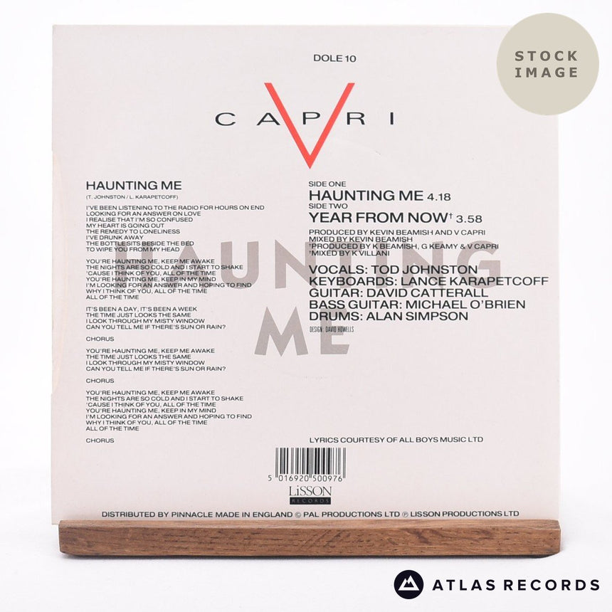 V Capri Haunting Me 7" Vinyl Record - Reverse Of Sleeve