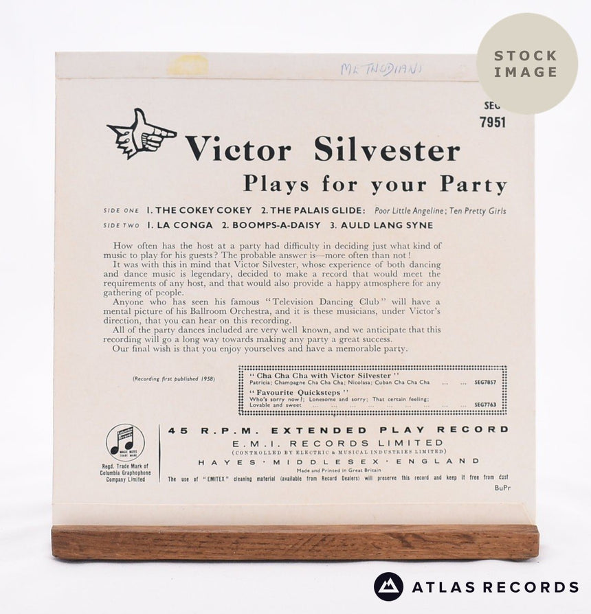 Victor Silvester Plays For Your Party Vinyl Record - Reverse Of Sleeve