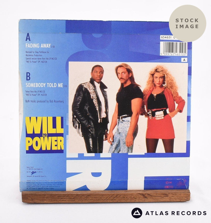 Will To Power Fading Away Vinyl Record - Reverse Of Sleeve