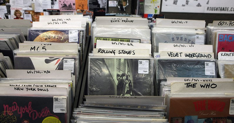 Inside a record shop