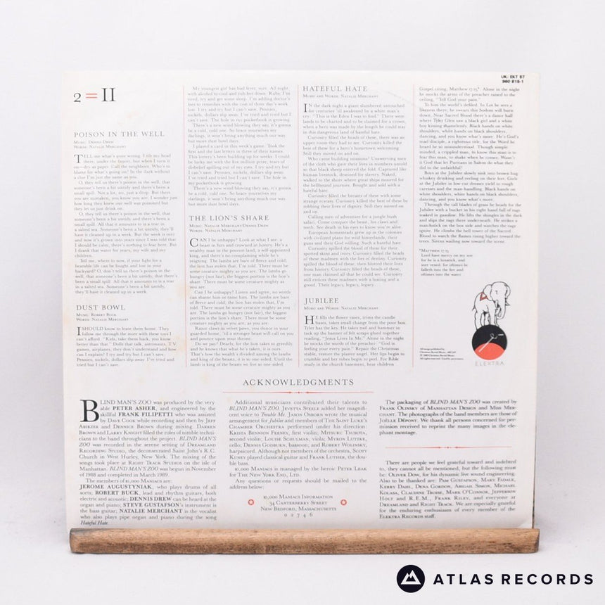 10,000 Maniacs - Blind Man's Zoo - Insert LP Vinyl Record - VG+/EX