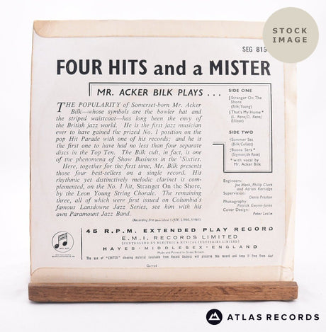 Acker Bilk Four Hits And A Mister 7" Vinyl Record - Reverse Of Sleeve