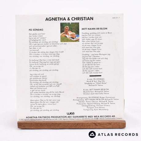 Agnetha Fältskog - På Söndag - 7" Vinyl Record - VG+/EX