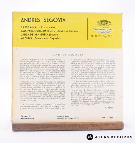 Andrés Segovia - Sardana / Vals Para Guitarra / Danza De Venezuela / Mazurca - 7" EP Vinyl Record - VG+/EX