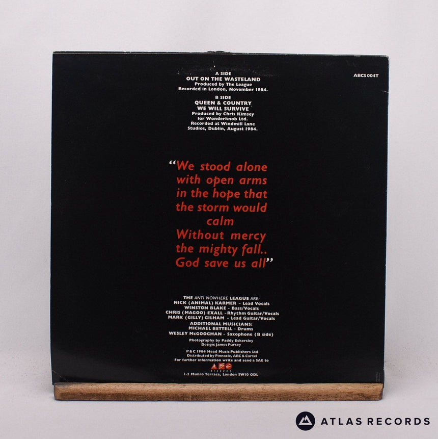 Anti-Nowhere League - Out On The Wasteland - 12" Vinyl Record - VG+/VG+