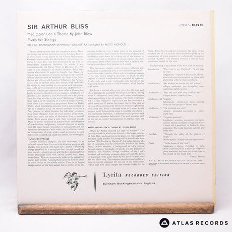 Arthur Bliss - Meditations On A Theme By John Blow - LP Vinyl Record - EX/EX