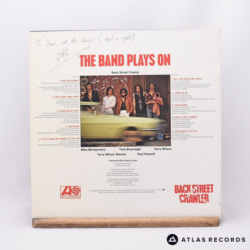 Back Street Crawler - The Band Plays On - LP Vinyl Record - VG+/EX