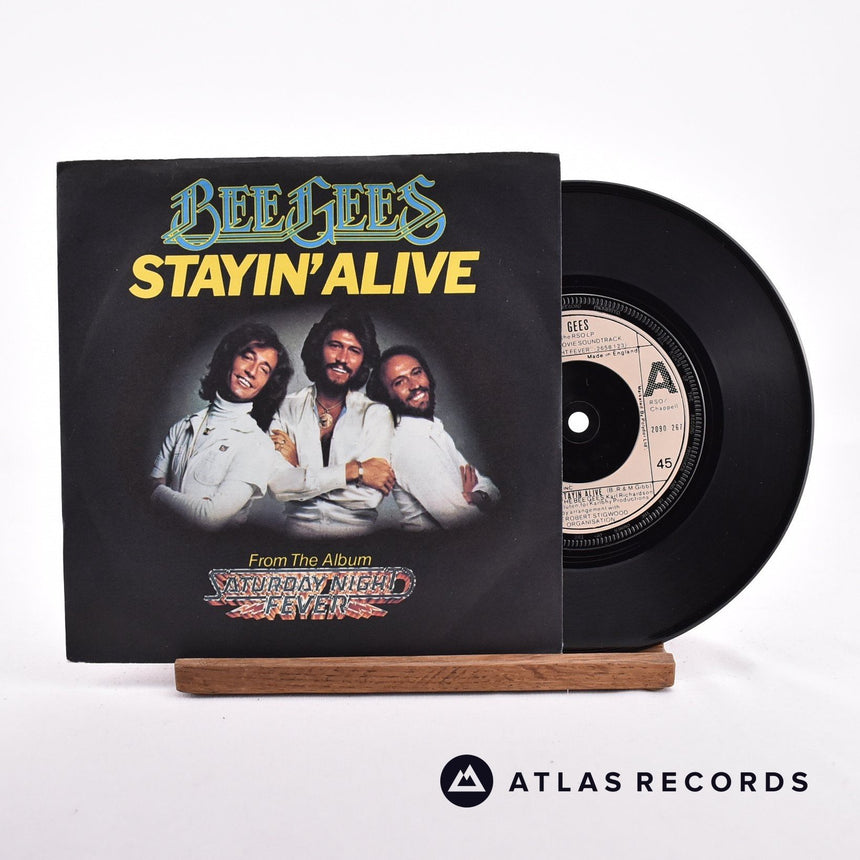 Bee Gees Stayin' Alive 7" Vinyl Record - Front Cover & Record