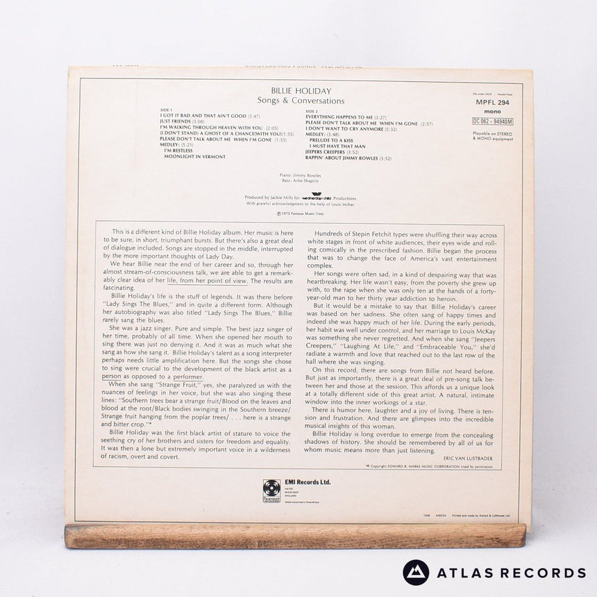 Billie Holiday - Songs & Conversations - LP Vinyl Record - EX/VG+