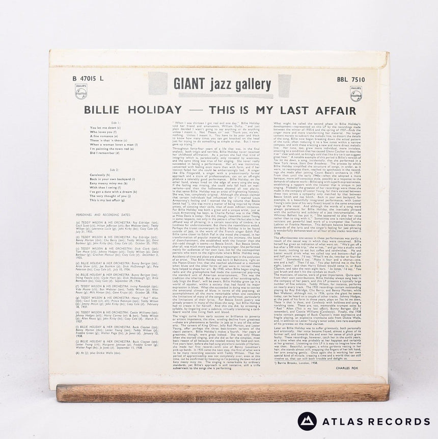 Billie Holiday - This Is My Last Affair - LP Vinyl Record - VG+/EX