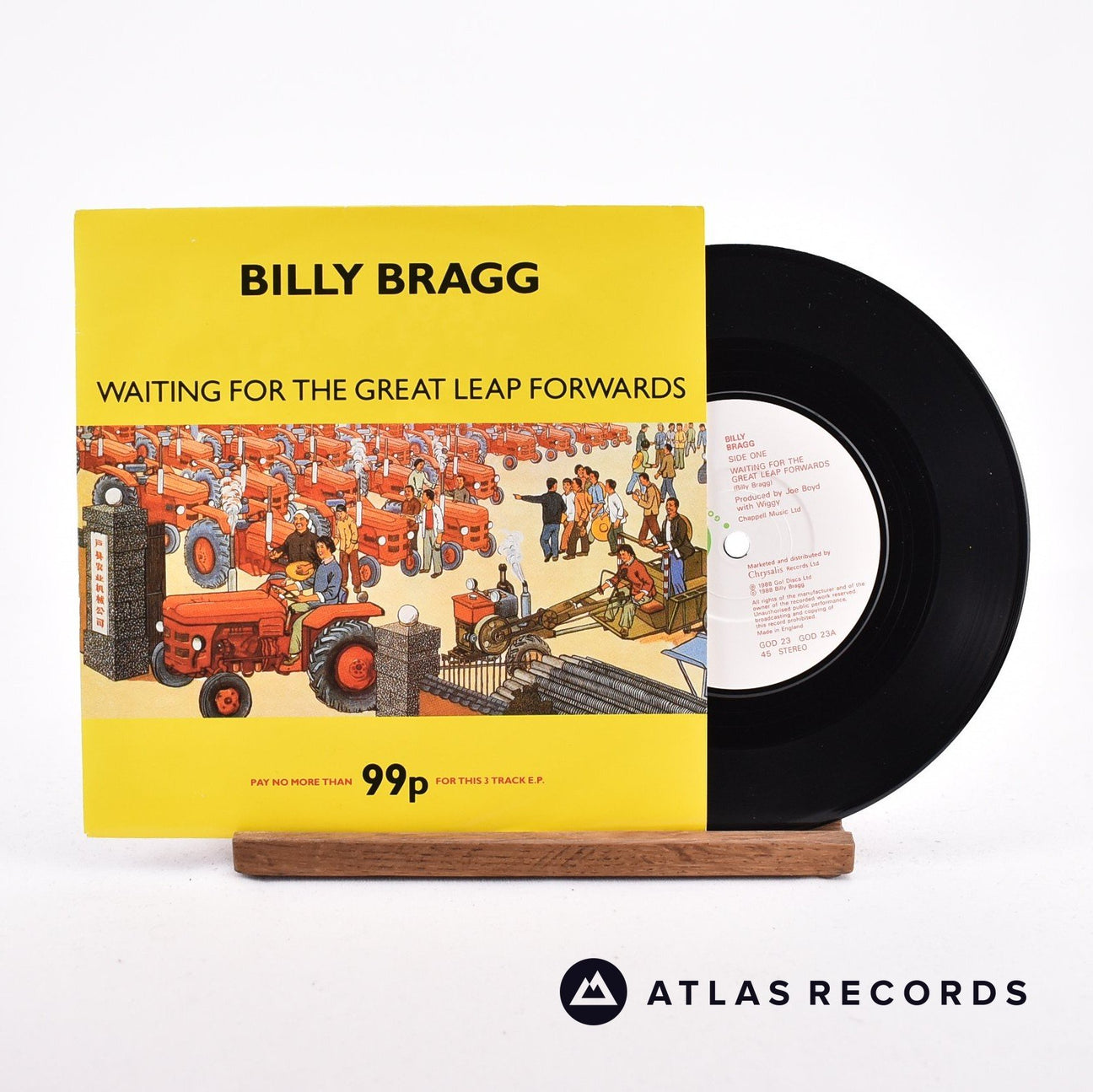 Billy Bragg Waiting For The Great Leap Forwards 7" Vinyl Record - Front Cover & Record