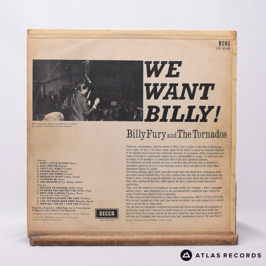 Billy Fury - We Want Billy! - Mono -2 -2 LP Vinyl Record - VG/VG+