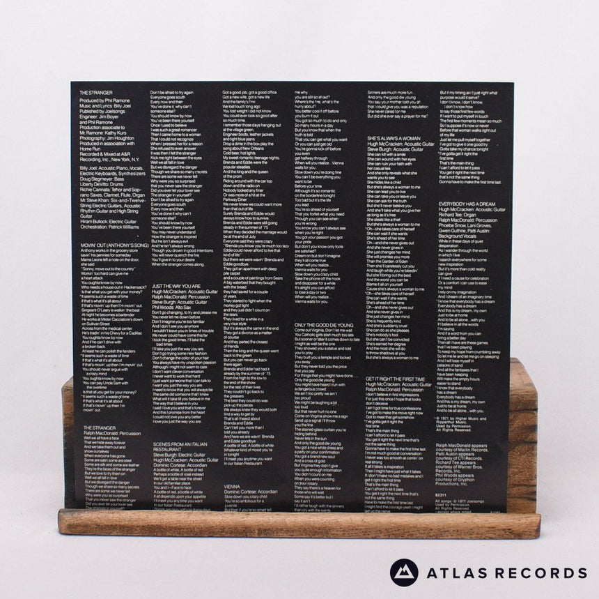Billy Joel - The Stranger - Lyric Sheet A1 B1 LP Vinyl Record - VG+/EX