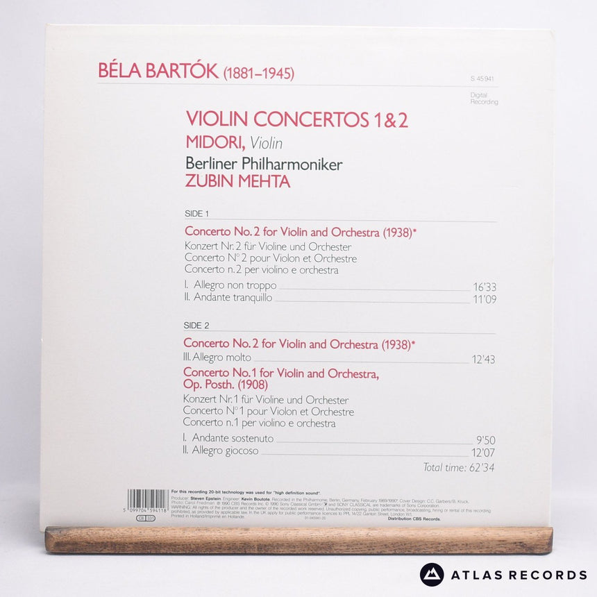 Béla Bartók - Violin Concertos 1 & 2 - Insert A1 B1 LP Vinyl Record - EX/EX