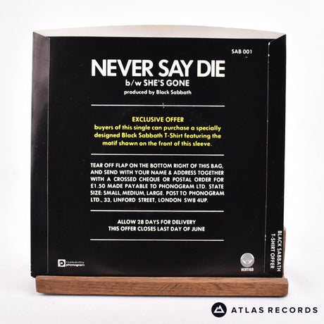 Black Sabbath - Never Say Die - Strawberry 7" Vinyl Record - VG+/EX