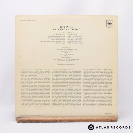 Bob Dylan - John Wesley Harding - Reissue A2 B2 LP Vinyl Record - EX/EX