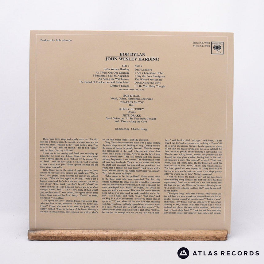 Bob Dylan - John Wesley Harding - Reissue LP Vinyl Record - EX/NM