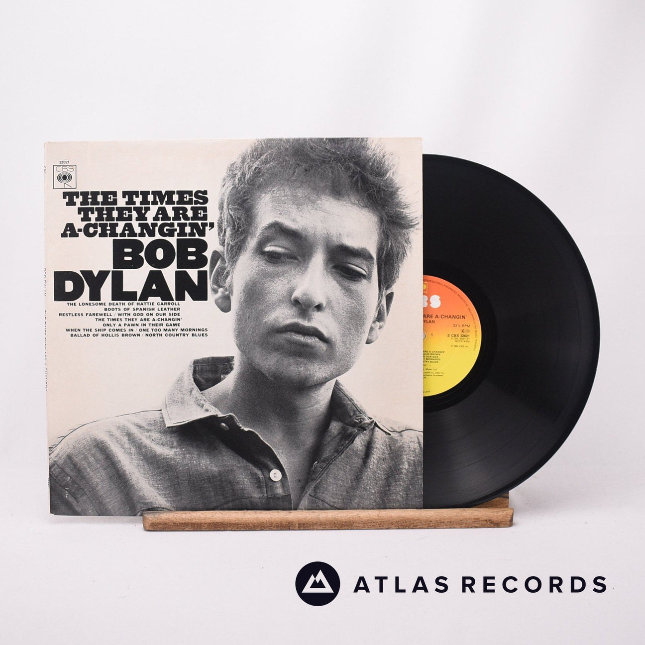 Bob Dylan The Times They Are A-Changin' LP Vinyl Record - Front Cover & Record