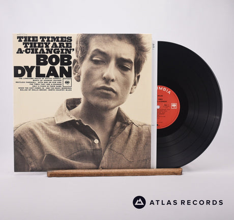 Bob Dylan The Times They Are A-Changin' LP Vinyl Record - Front Cover & Record