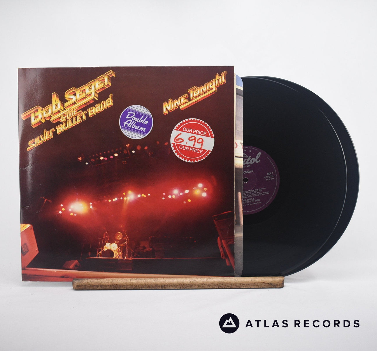 Bob Seger And The Silver Bullet Band Nine Tonight Double LP Vinyl Record - Front Cover & Record