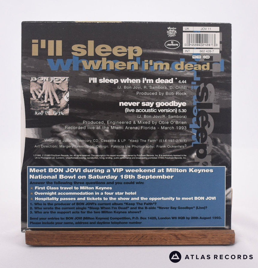 Bon Jovi - I'll Sleep When I'm Dead - 7" Vinyl Record - EX/EX