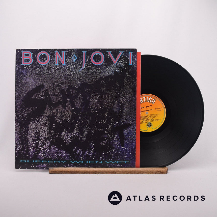 Bon Jovi Slippery When Wet LP Vinyl Record - Front Cover & Record