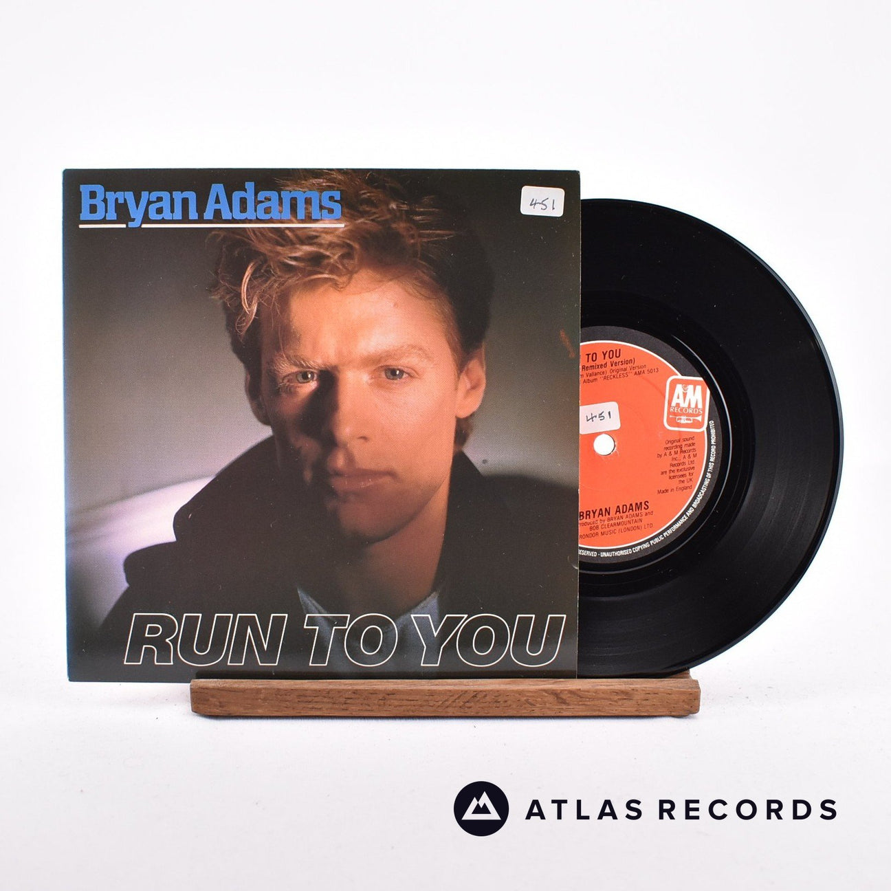 Bryan Adams Run To You 7" Vinyl Record - Front Cover & Record