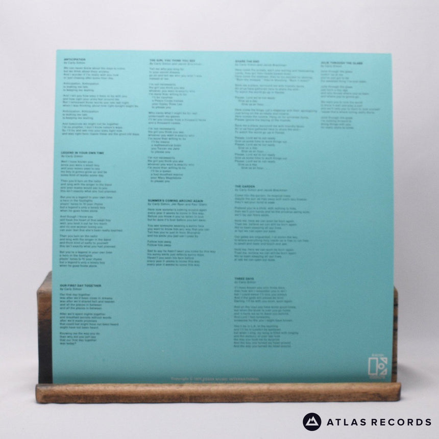 Carly Simon - Anticipation - Lyric Sheet Sterling LP Vinyl Record - EX/EX