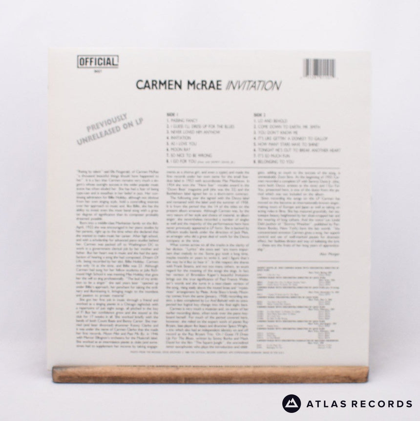 Carmen McRae - Invitation - Denmark LP Vinyl Record - VG+/EX