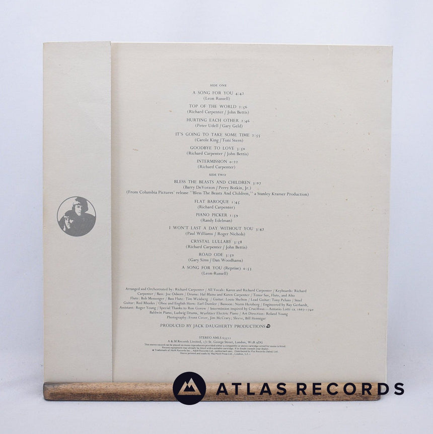 Carpenters - A Song For You - Textured Sleeve LP Vinyl Record - EX/NM