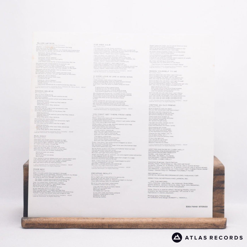 Casey Kelly - Casey Kelly - Lyric Sheet LP Vinyl Record - EX/EX