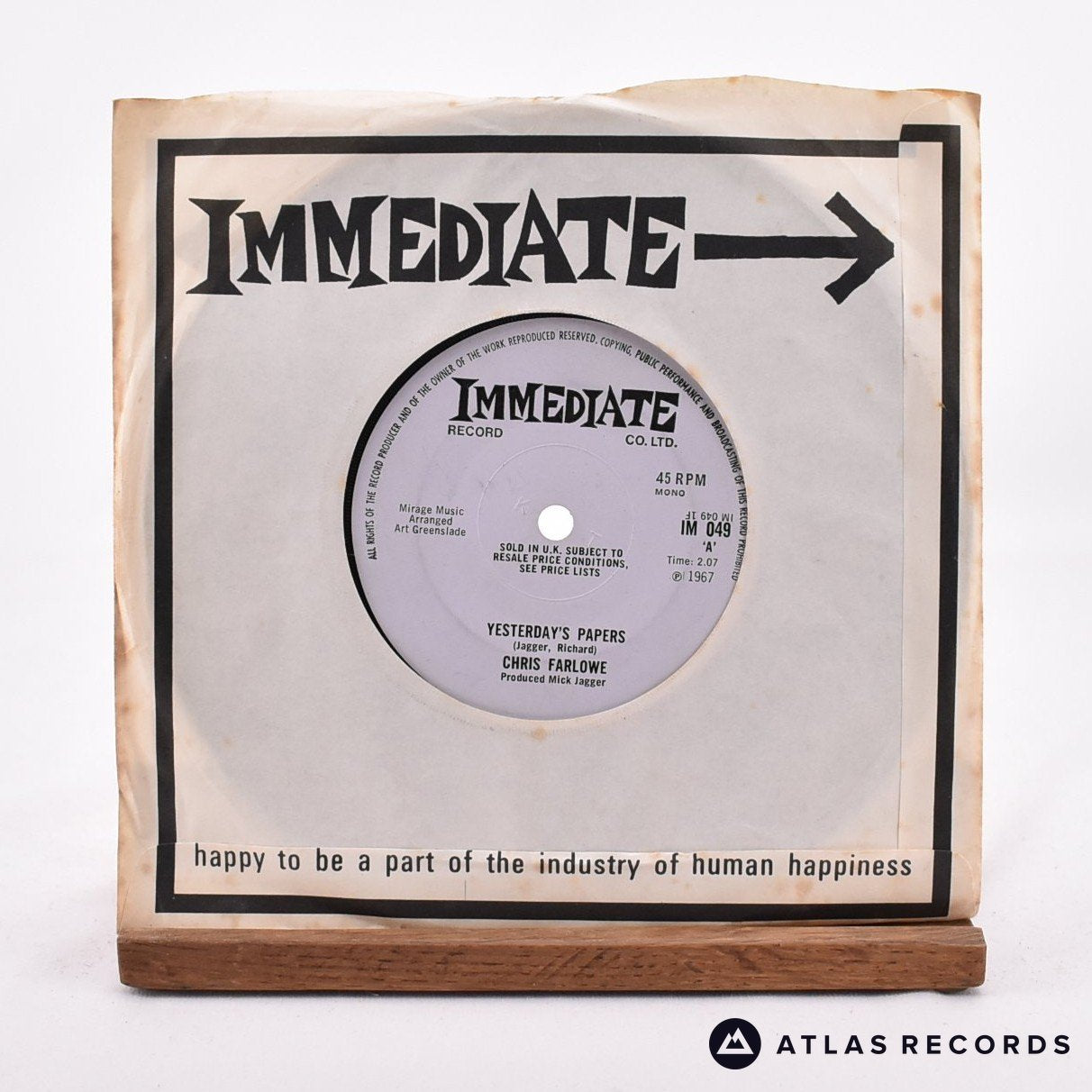 Chris Farlowe Yesterday's Papers 7" Vinyl Record - In Sleeve