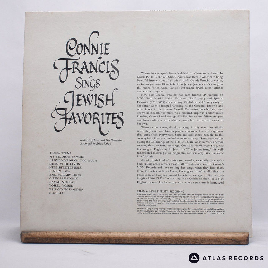 Connie Francis - Sings Jewish Favorites - LP Vinyl Record - VG+/VG+