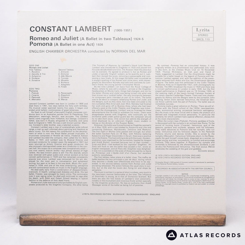 Constant Lambert - Romeo & Juliet / Pomona - Nimbus LP Vinyl Record - VG+/NM