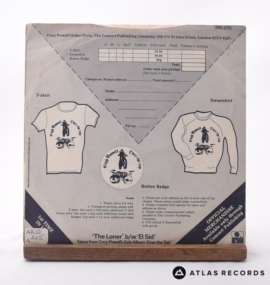 Cozy Powell - The Loner - Blue 7" Vinyl Record - VG+/VG