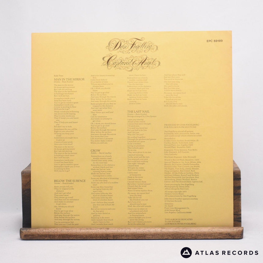 Dan Fogelberg - Captured Angel - Lyric Sheet LP Vinyl Record - VG/EX