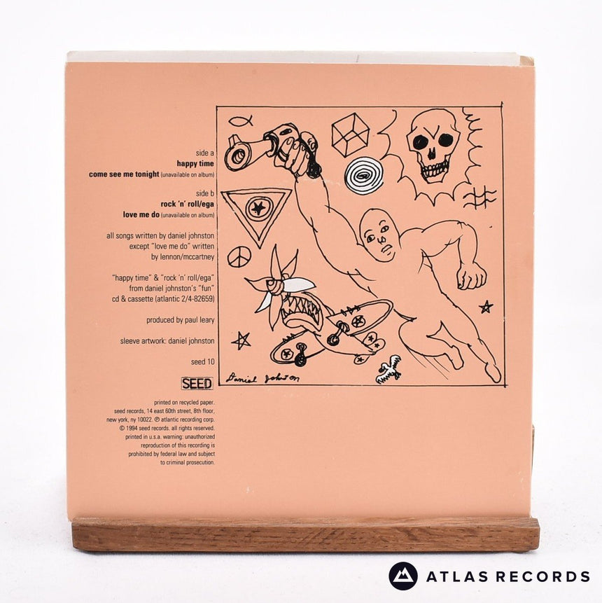 Daniel Johnston - Happy Time - Red Translucent Us 7" Vinyl Record - EX/VG+