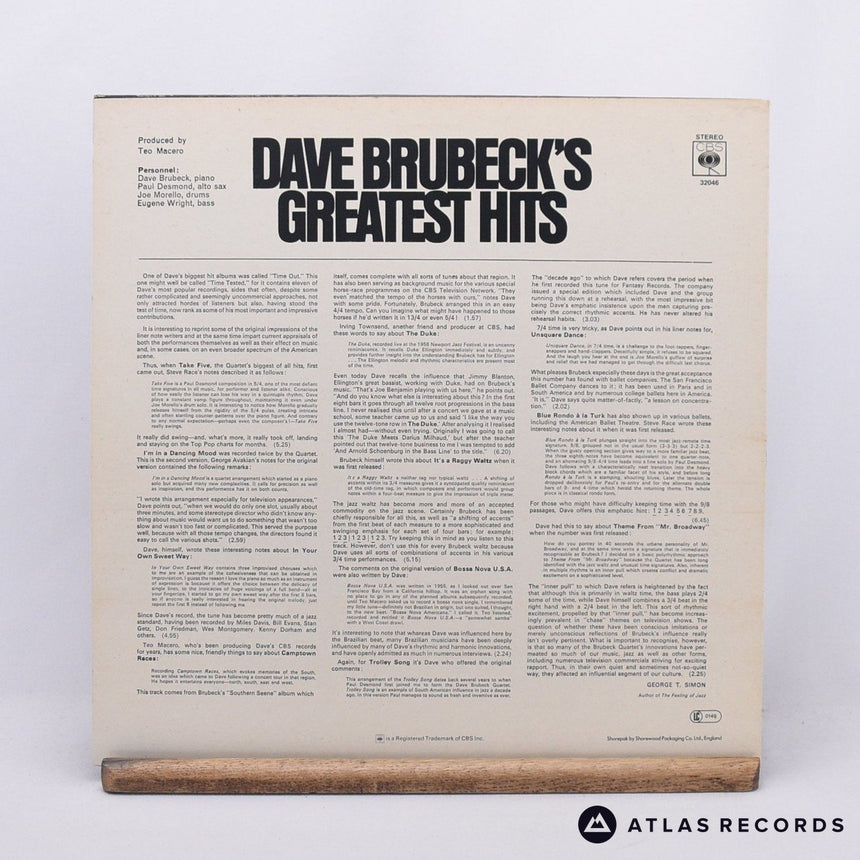 Dave Brubeck - Dave Brubeck's Greatest Hits - LP Vinyl Record - EX/EX
