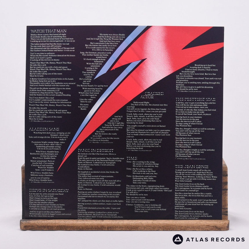 David Bowie - Aladdin Sane - Lyric Sheet Reissue A-4 B-4 LP Vinyl Record - NM/NM