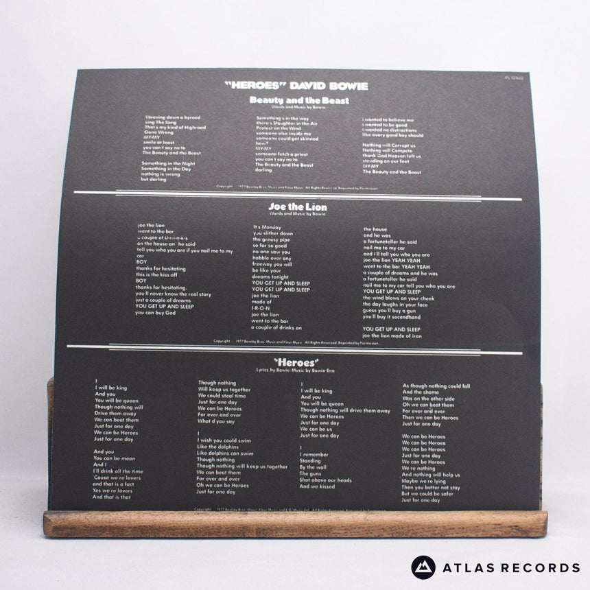 David Bowie - "Heroes" - Lyric Sheet A1 B-2 LP Vinyl Record - NM/NM