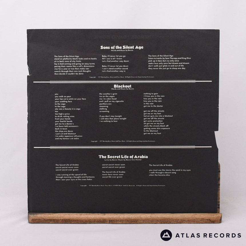 David Bowie - "Heroes" - Lyric Sheet Italy LP Vinyl Record - VG+/EX