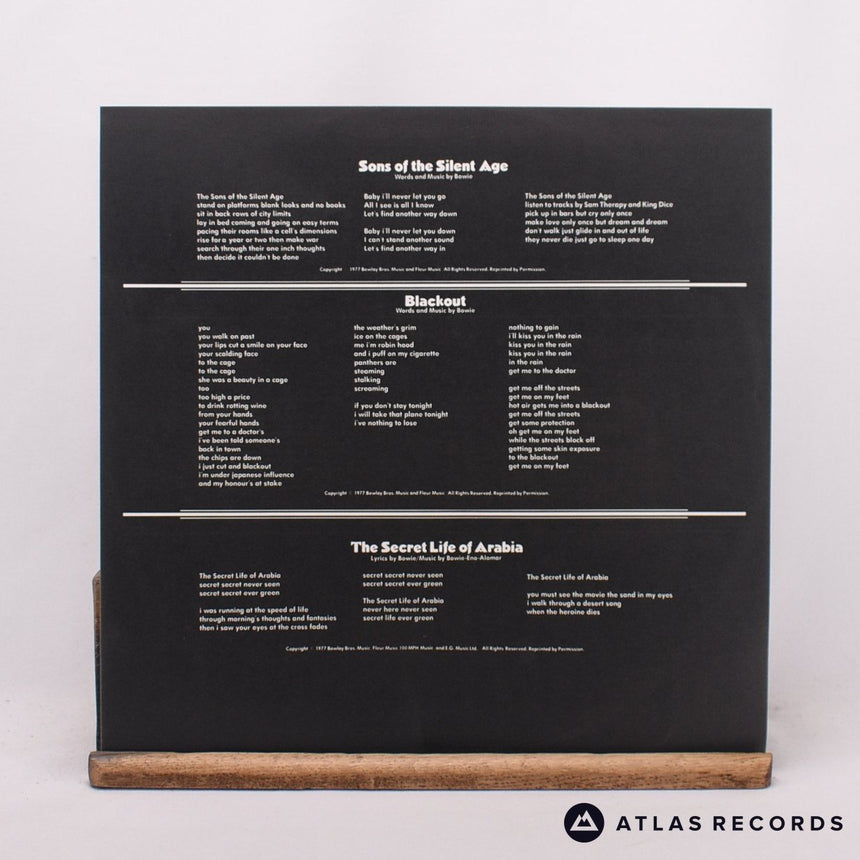 David Bowie - "Heroes" - Lyric Sheet A-2 B-2 LP Vinyl Record - EX/EX