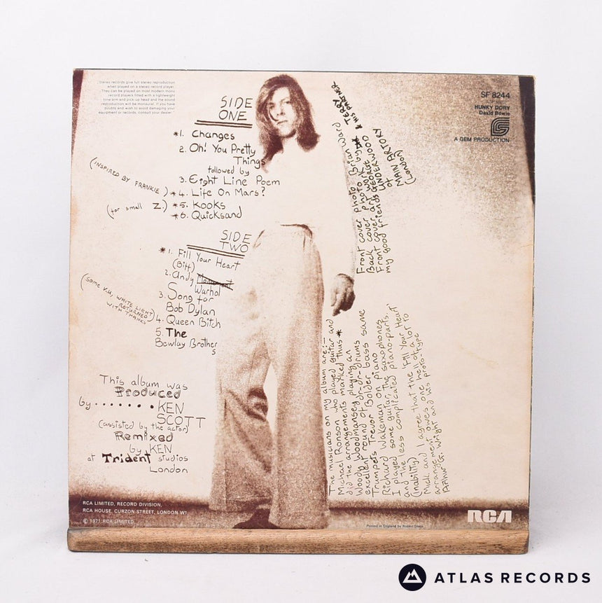 David Bowie - Hunky Dory - Lyric Sheet 5947 5948 LP Vinyl Record - VG+/VG+