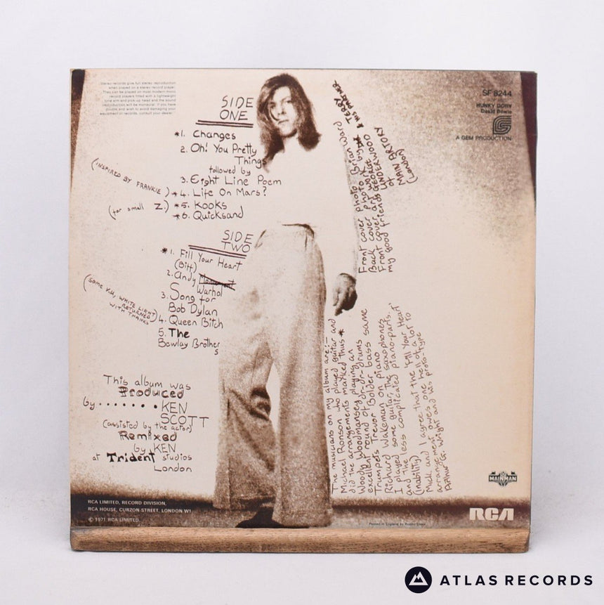 David Bowie - Hunky Dory - Lyric Sheet Reissue LP Vinyl Record - EX/EX