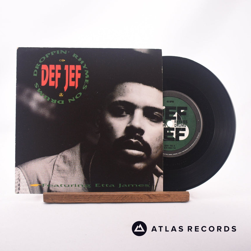 Def Jef Droppin' Rhymes On Drums 7" Vinyl Record - Front Cover & Record