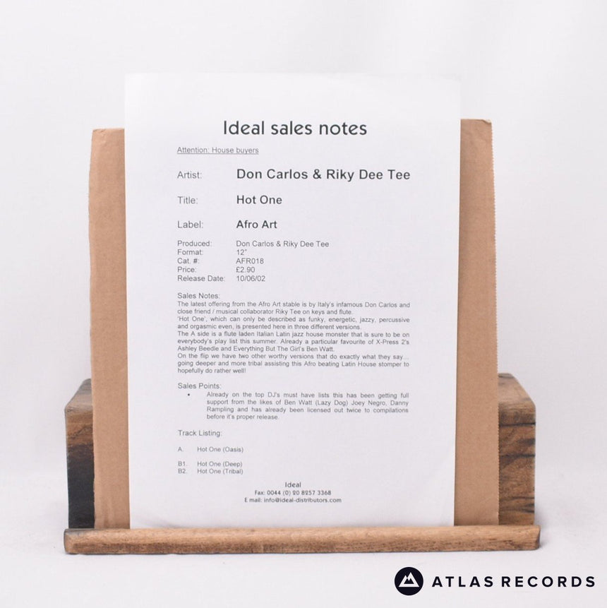 Don Carlos - Hot One - Promo White Label 12" Vinyl Record - EX